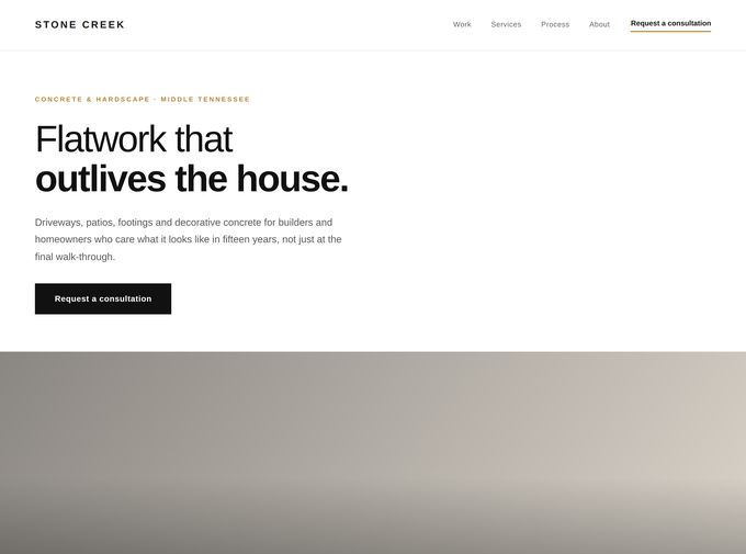 Website design for a concrete and hardscape company